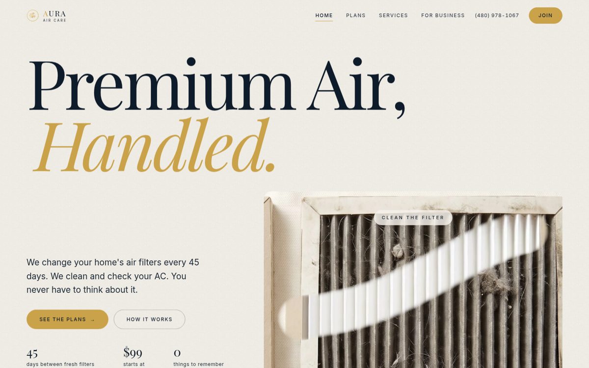 Aura Air Care website